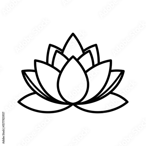 Minimalist line art lotus flower on transparent background  