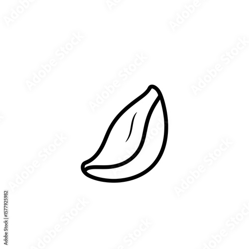 Minimalist Line Art of a Leaf Icon on Transparent Background  