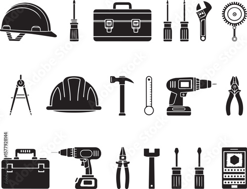 construction icons set