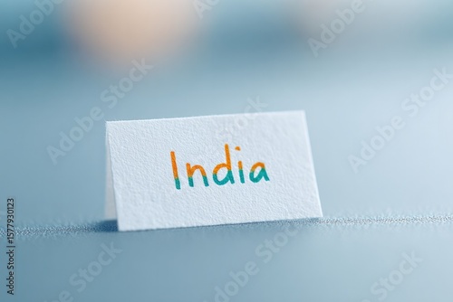 handwritten note saying india placed beside hand-drawn flag