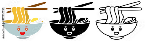 cute noodle bowl icon, vector illustration, symbol, design logo template pictogram, for ui or ux isolated on white for mobile app, editable