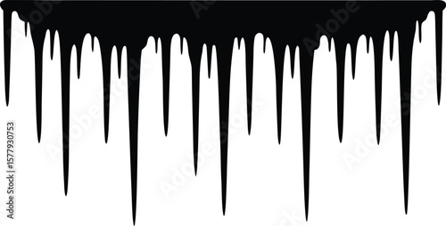 long icicles, ice silhouette vector icon