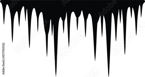 long icicles, ice silhouette vector illustration