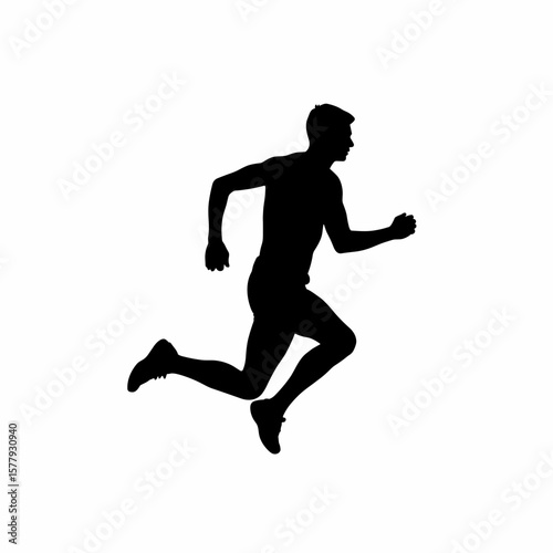 Man running in silhouette on white background Concept of silhouette  