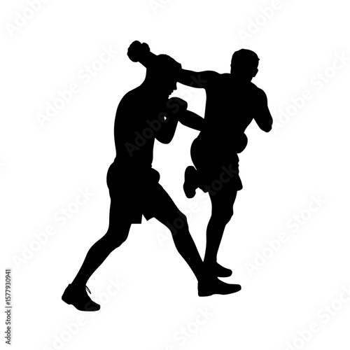 Silhouette of two boxers sparring in a dynamic action scene  