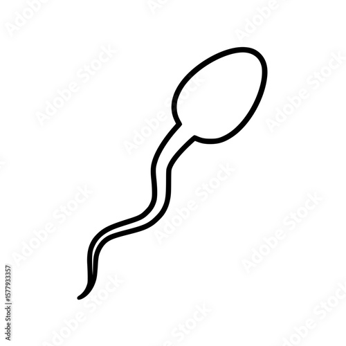 Isolated Black Outline Sperm Cell Icon