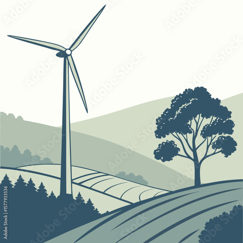 Clipper WindPower turbine capture, clean energy and environmental progress visual.
