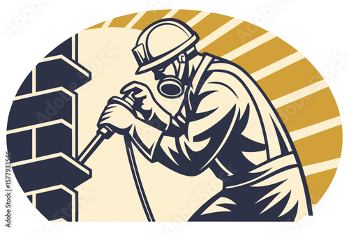 Focused industrial worker captured mid-task with tools and gear for a gritty authentic feel