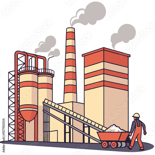 Coke plant industrial scene, illustrating heavy industry and manufacturing.