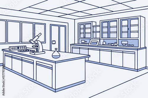 Modern laboratory setting featuring clean surfaces, tools, and scientific focus