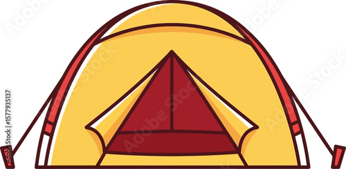 Camping tent vector illustration outdoor adventure equipment for travel icon