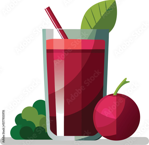 Smoothie Bowl Graphic Presentations Refreshing Red Beet Juice with Kale and Cherry: A Delicious and Healthy Drink
