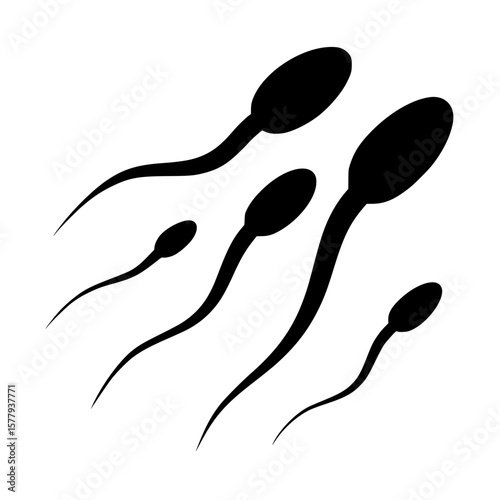 Silhouettes of human sperm cells depicting fertility concept