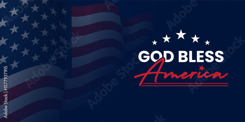 God Bless America Background Design. Banners, Posters, Greeting Cards. Vector Illustrations.