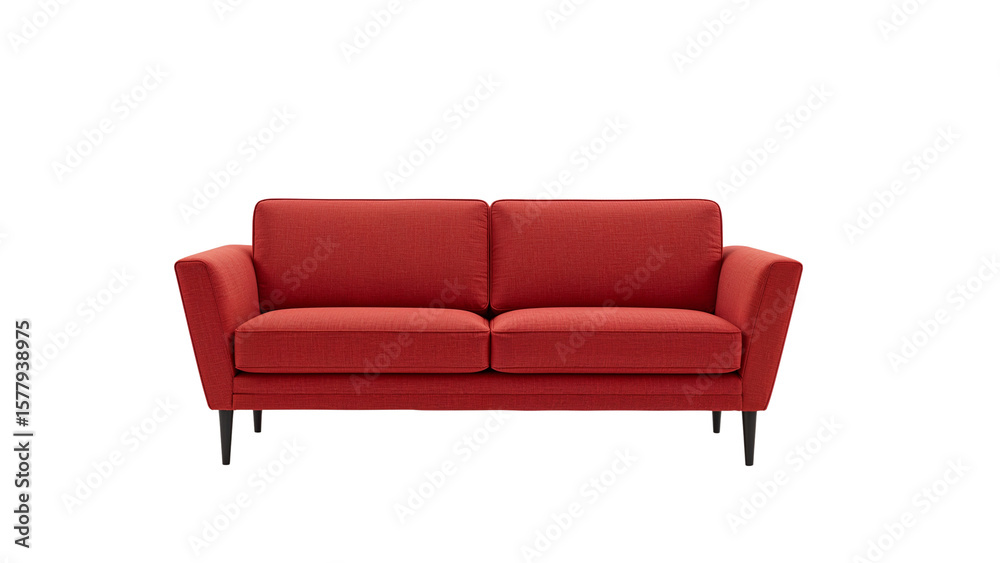 Fototapeta premium Red Sofa Isolated on Transparent Background PNG 