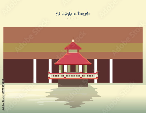 Sri Krishna Temple Udupi - Stock Illustration