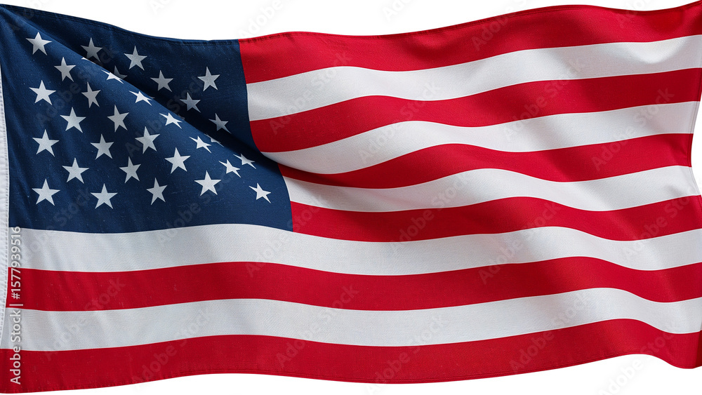 Naklejka premium Waving USA Flag Isolated on Transparent Background PNG