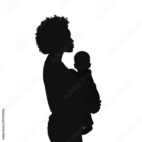 Silhouette of Mother Holding Baby