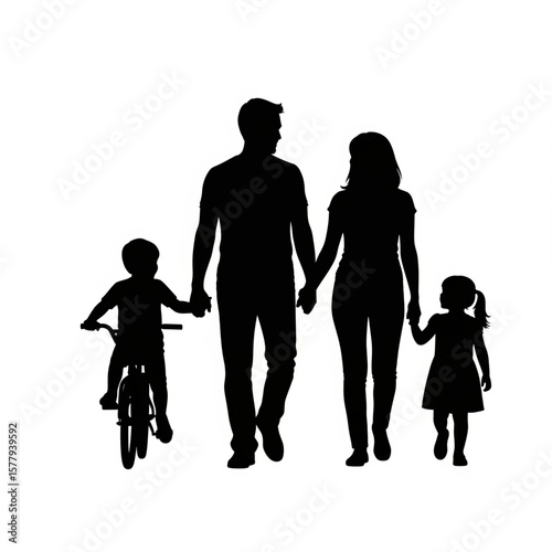Family Silhouette Walking Together