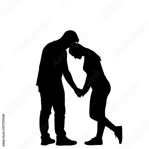 Silhouette of a Couple Holding Hands in Support