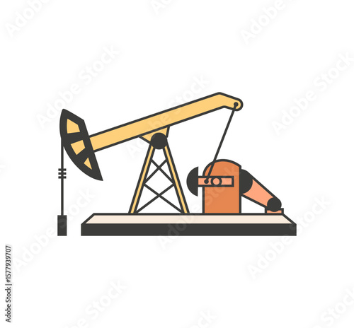 Depicts an oil pump, a symbol of energy and industry, designed with clean lines for logos and scalable design applications.