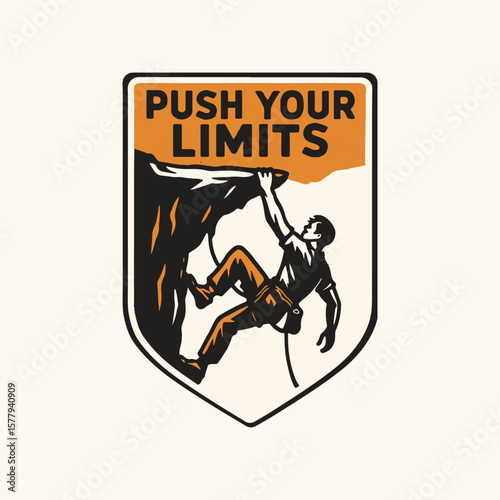 Motivational rock climber pushing limits on a steep cliff face