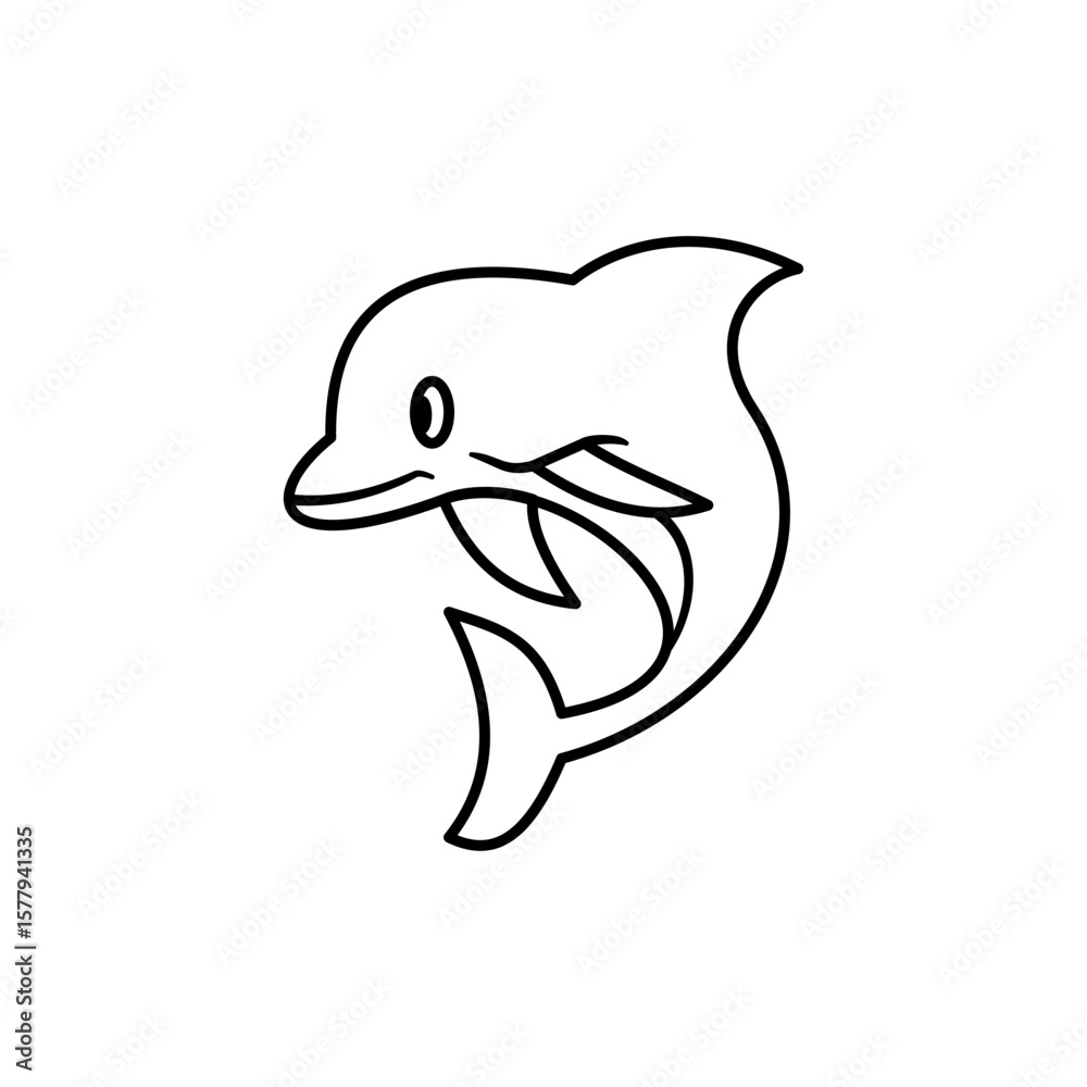 Fototapeta premium dolphin icon, simple flat style, vector illustration, symbol, design logo template pictogram, for ui or ux isolated on white for mobile app, editable