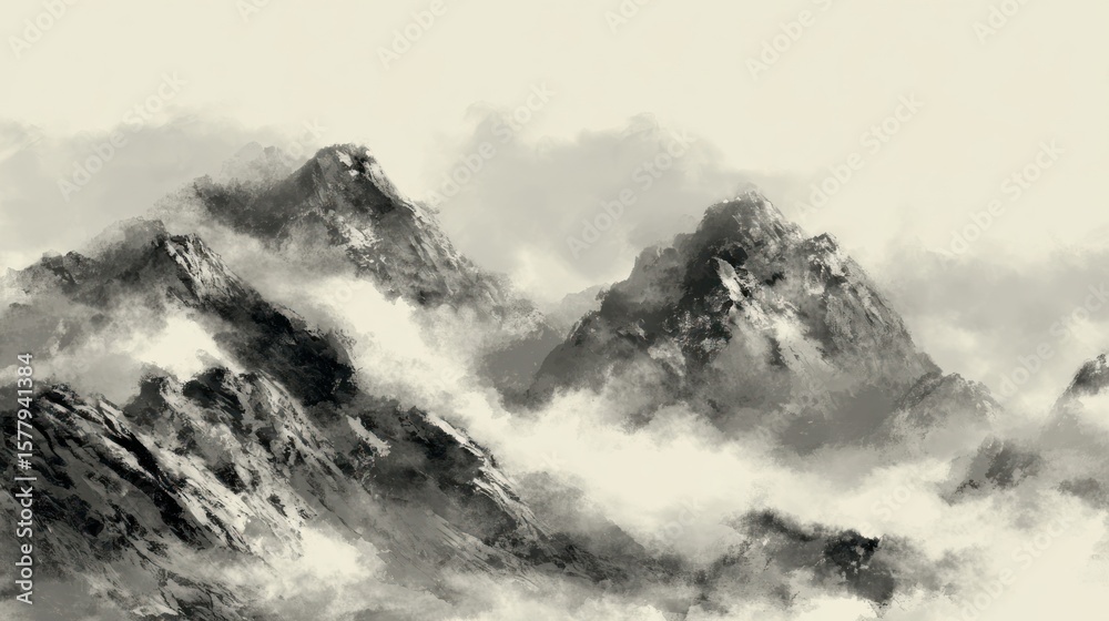 Obraz premium Misty mountain range (1)