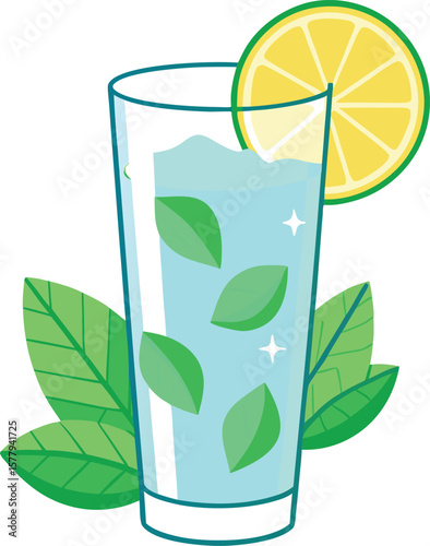 Cocktail Olive Garnish Presentations Refreshing Lime and Mint Drink in Tall Glass, Summer Beverage Illustration, Cool and Vibrant Graphic...