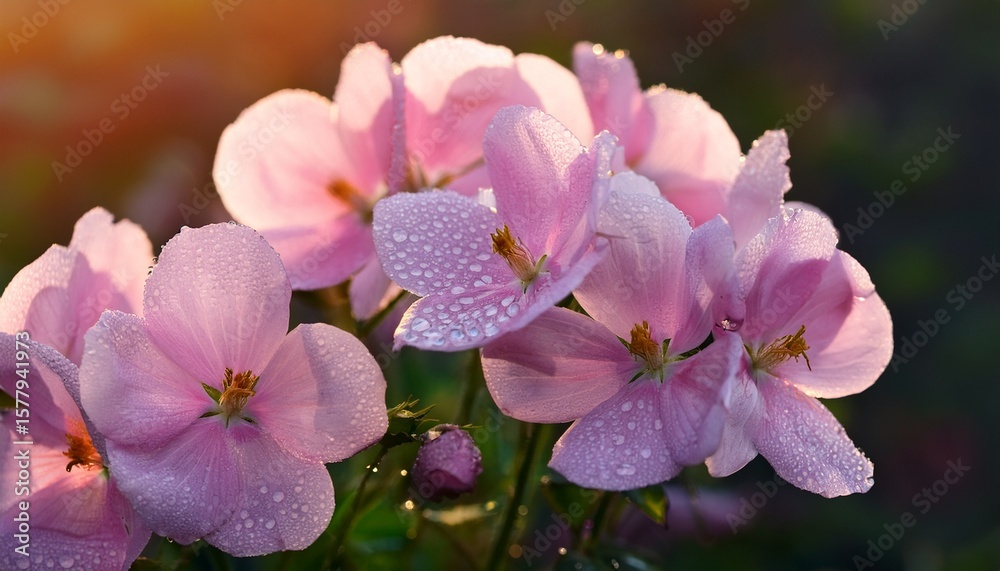Obraz premium delicate pink flowers with water drops
