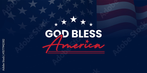 God Bless America Background Design. Banners, Posters, Greeting Cards. Vector Illustrations.