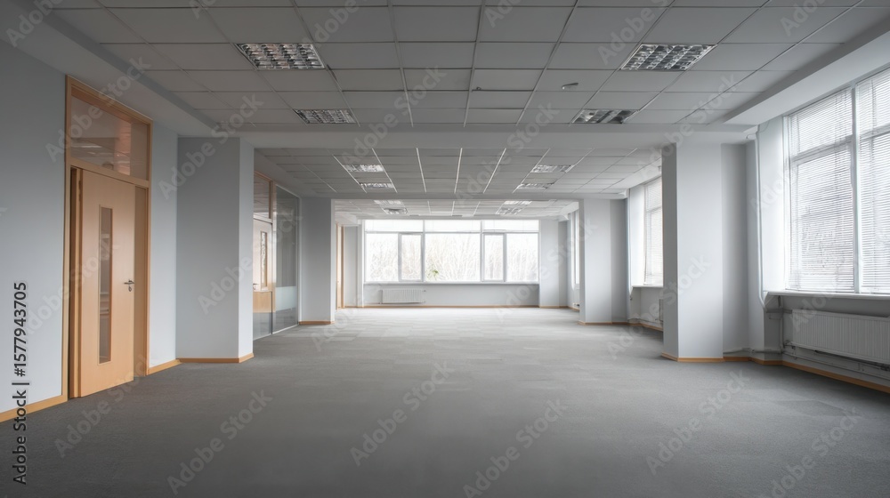 Obraz premium Minimalist Workspace: Empty Office Interior Room