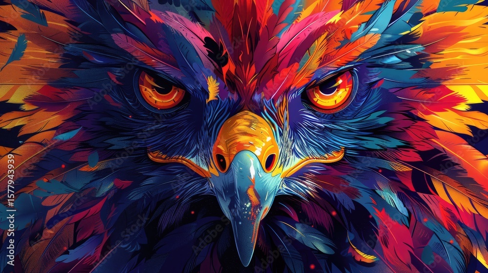 Fototapeta premium Colorful Abstract Eagle with Vibrant Wings
