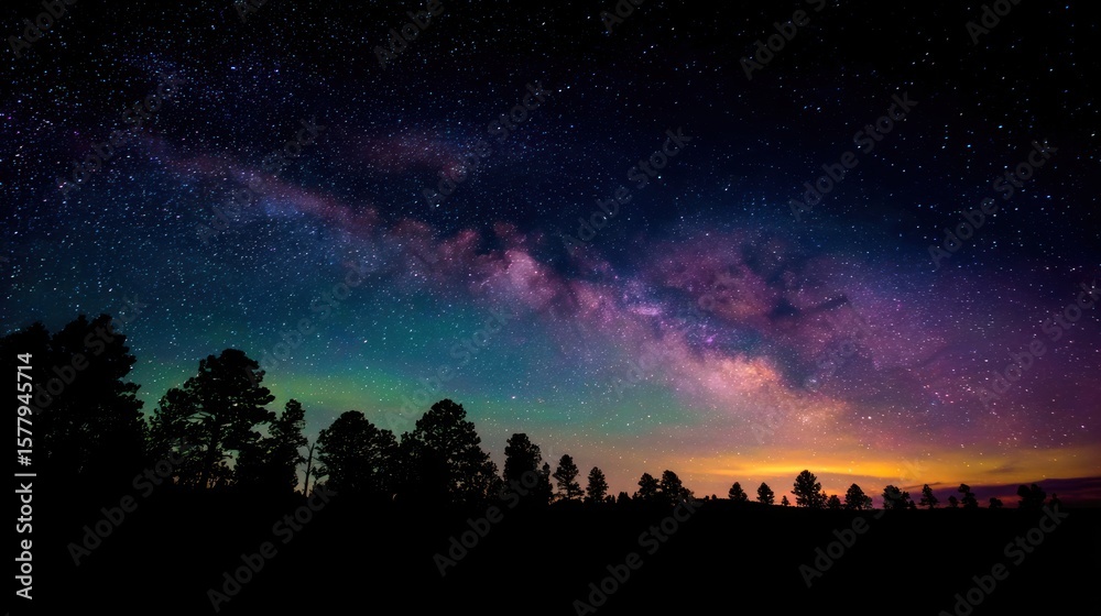 Night sky with Milky Way over trees Night sky with Milky Way over trees