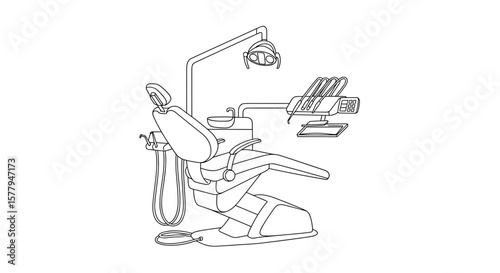  Dental chair with lamp line art icon for clinic manuals and apps