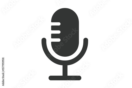 Monochrome microphone icon, an element suitable for logos, labels, emblems, or badges