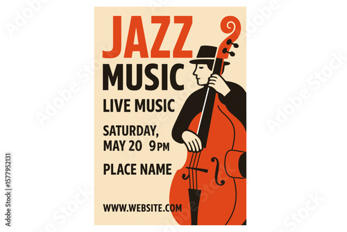 A Vector Vintage Jazz music poster template is available, with optional texture effects