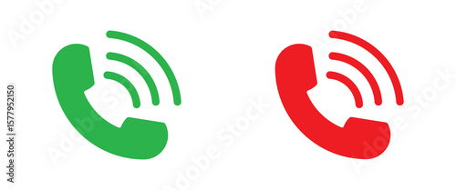 Phone call icon accept and decline. Phone icon. Answer and hang up the phone icon. Accept and decline incoming call icon vector set. Phone call icon answer, accept and decline call icons set. 