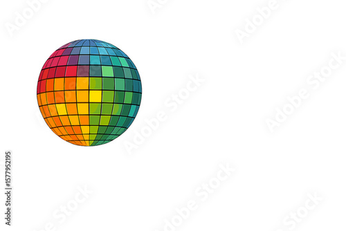 Vector 3D banner featuring a dark room illuminated by a vibrant disco ball with ample copy space
