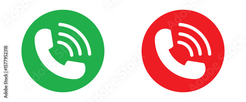 Phone call icon accept and decline. Phone icon. Answer and hang up the phone icon. Accept and decline incoming call icon vector set. Phone call icon answer, accept and decline call icons set. 