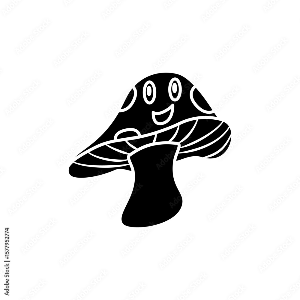 Cute mushroom, smiling mushroom, simple flat style, vector illustration, symbol, design logo template pictogram, for ui or ux isolated on white for mobile app, editable Cute mushroom, smiling mushroom, simple flat style, vector illustration, symbol, design logo template pictogram, for ui or ux isolated on white for mobile app, editable