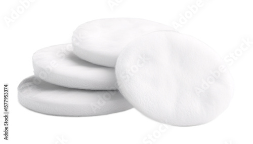 Cotton Round Pads for Skin Care and Makeup Removal - Isolated on White Background