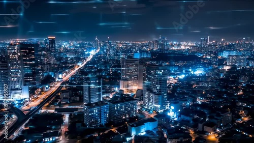 Wallpaper Mural Night City Lights: Dynamic Aerial View of Urban Metropolis Torontodigital.ca