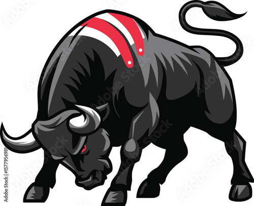 Angry bull vector. Bull fighting sport vector. Vector illustration.