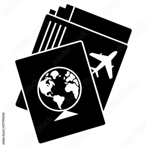 Passport and boarding pass silhouette
