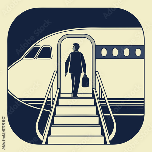 Passenger boarding plane silhouette