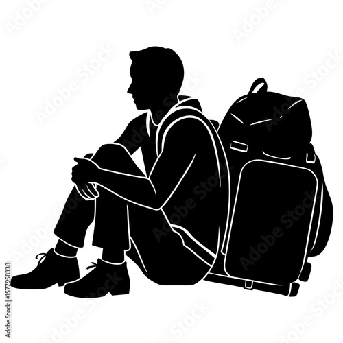 Travel backpacker resting silhouette

