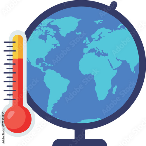 Globe with thermometer symbolizing global warming and climate change awareness vector design illustration