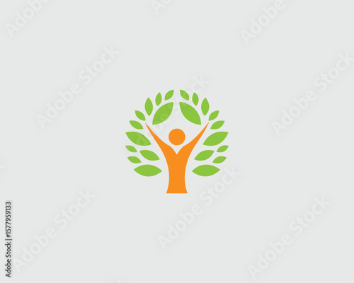 Tree of life logo design vector template.