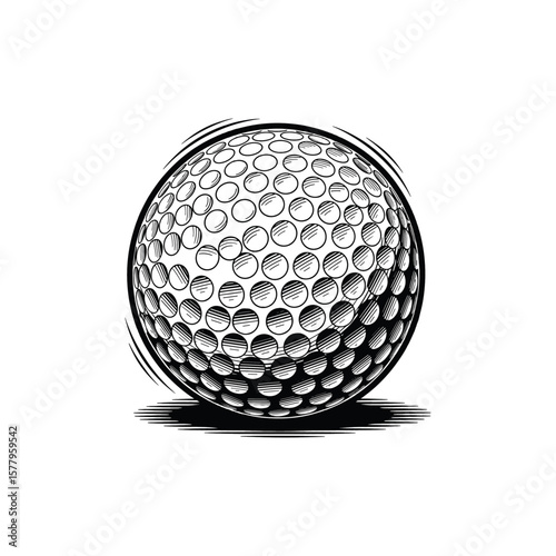 Vintage golf ball Illustration, drawn in an engraved, woodcut style with fine details sketch engraving vector illustration. Scratch board imitation.